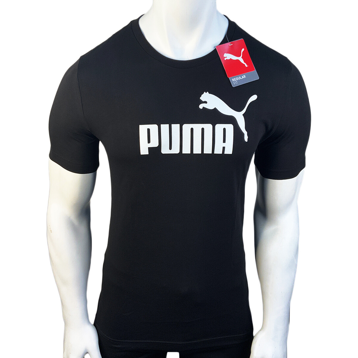 NWT PUMA MSRP $40.99 ESSENTIALS MEN’S BLACK WHITE CREW NECK SHORT SLEEVE T-SHIRT