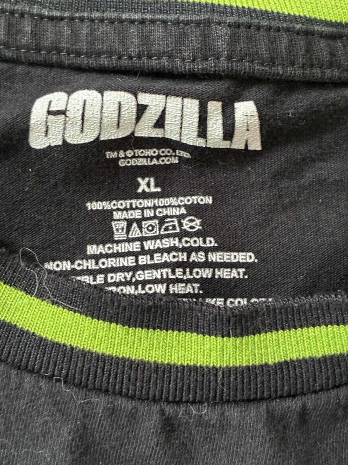 Godzilla Men Graphic Logo Double-Sided Crew Neck T-Shirt XL Black