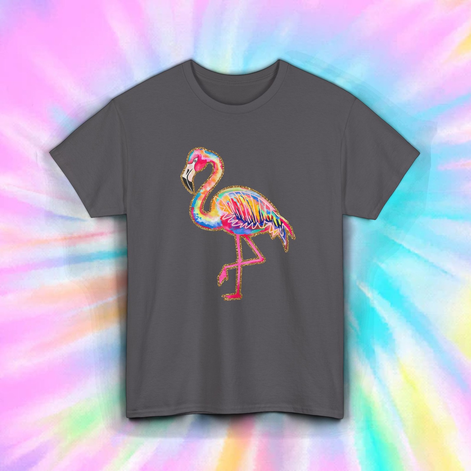 Flamingo Shirt Colorful Tropical Bird Beach Summer Vacation Graphic Tee S-5XL