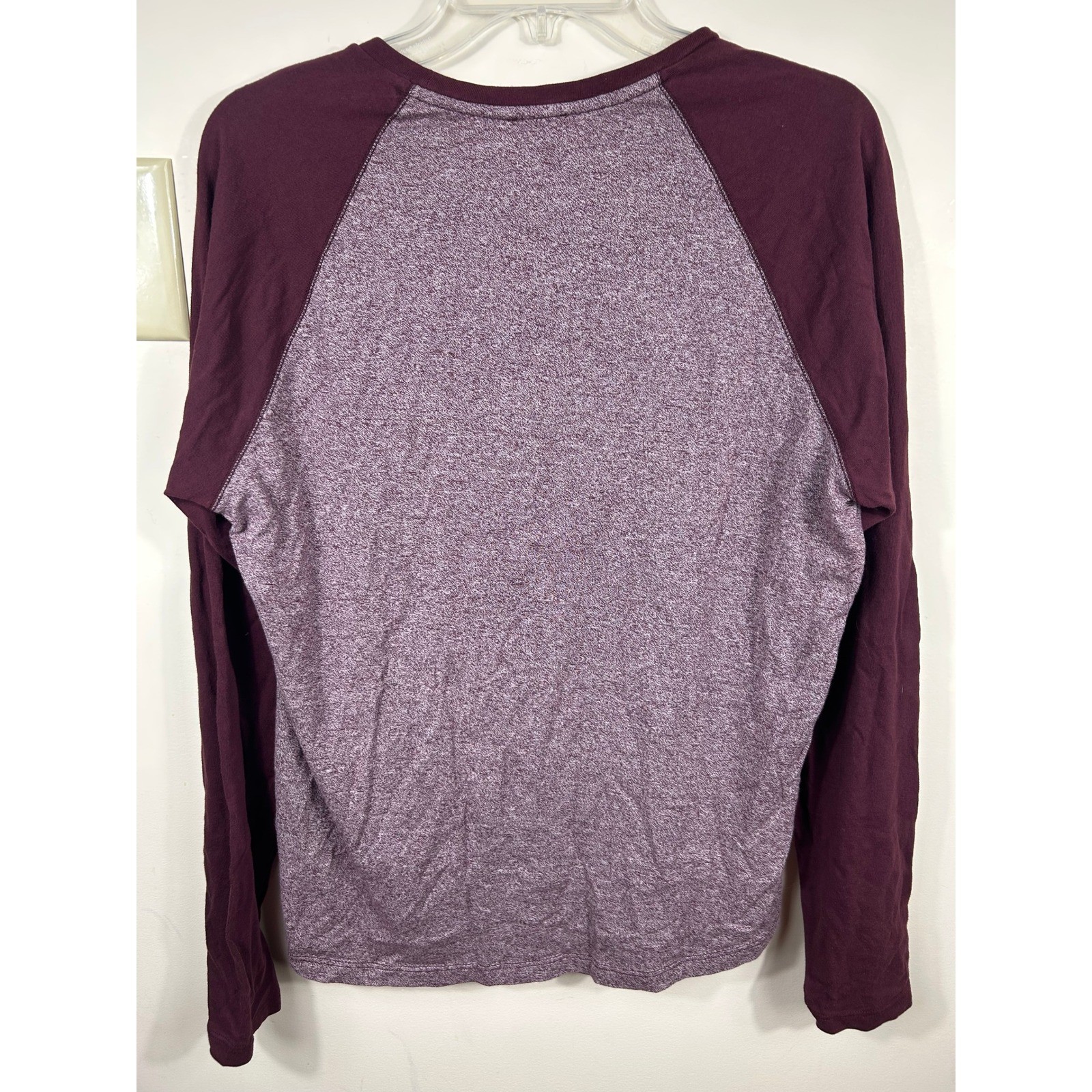 Vince Marled Burgundy Raglan Baseball T Shirt Mens M Colorblock L/S Cotton Comfy