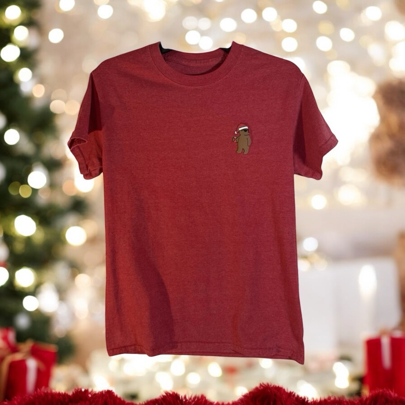 Riot Society Holiday Bear crewneck t-shirt Men’s Small Red 100% Cotton