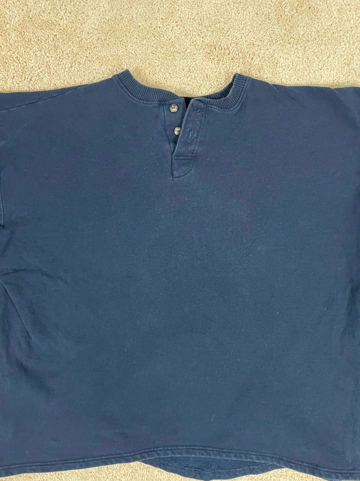 Champion Pullover Henley T-Shirt Mens XLBT Regular Fit Ribbed Cuff Sleeve Blue
