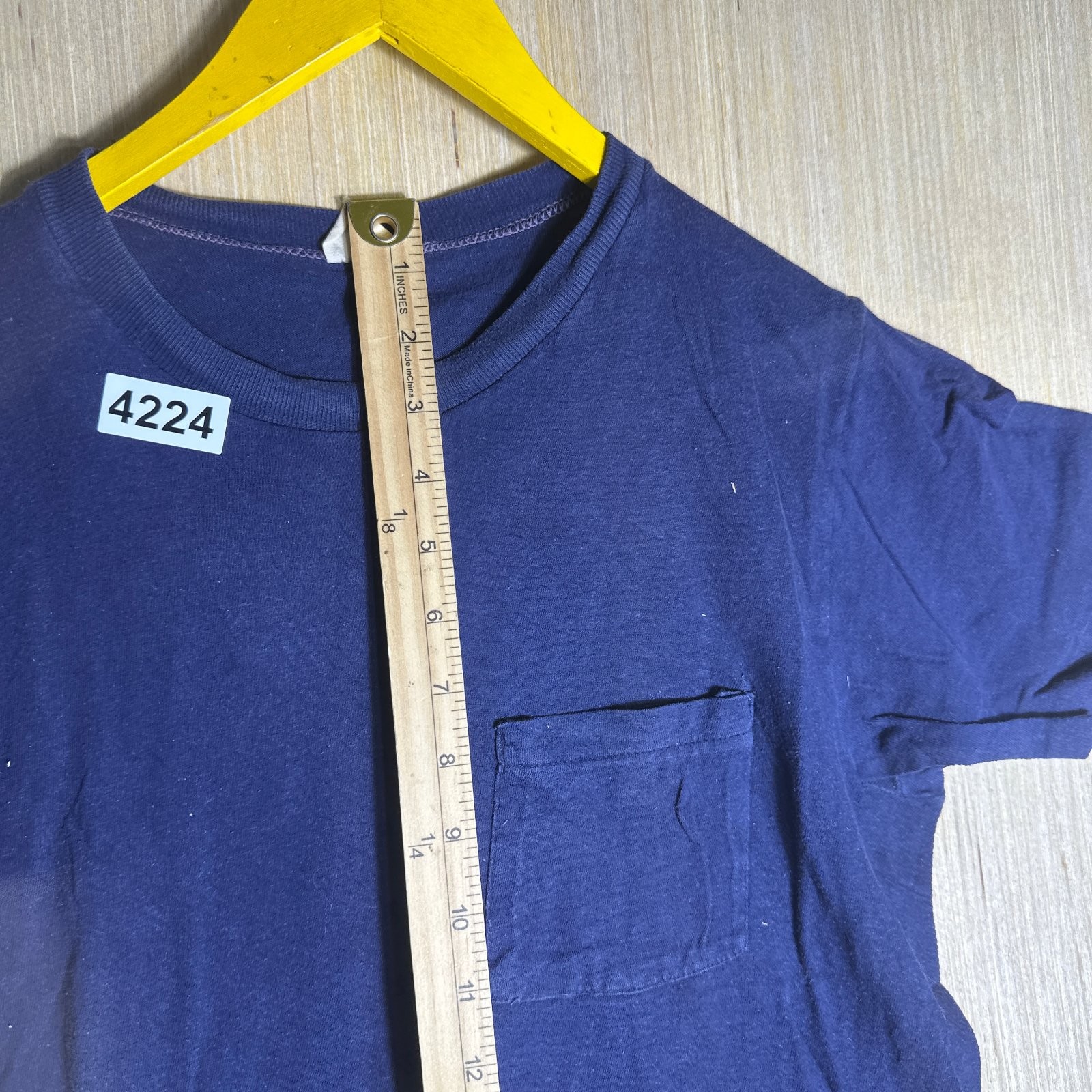 Vintage 80s Blank Blue Shirt Adult Medium Blue Short Sleeve Pocket Pullover