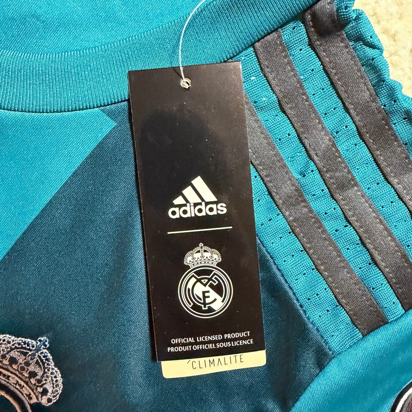 Adidas Real Madrid Ronaldo 7 Jersey 2017-18 Away Teal Blue Large NWT