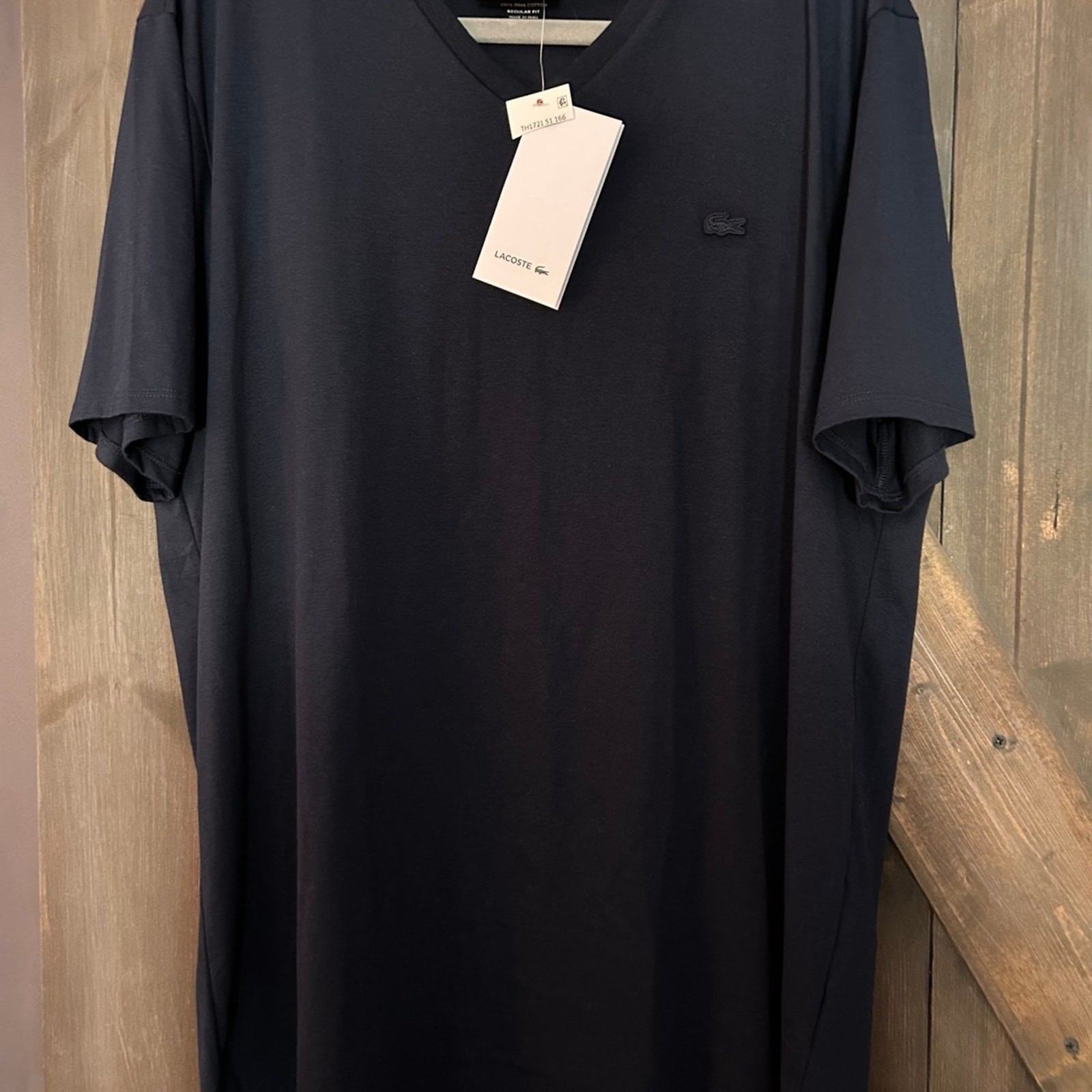 NWT LACOSTE V-Neck Pima Cotton Navy Blue T-Shirt Men’s Size XXL