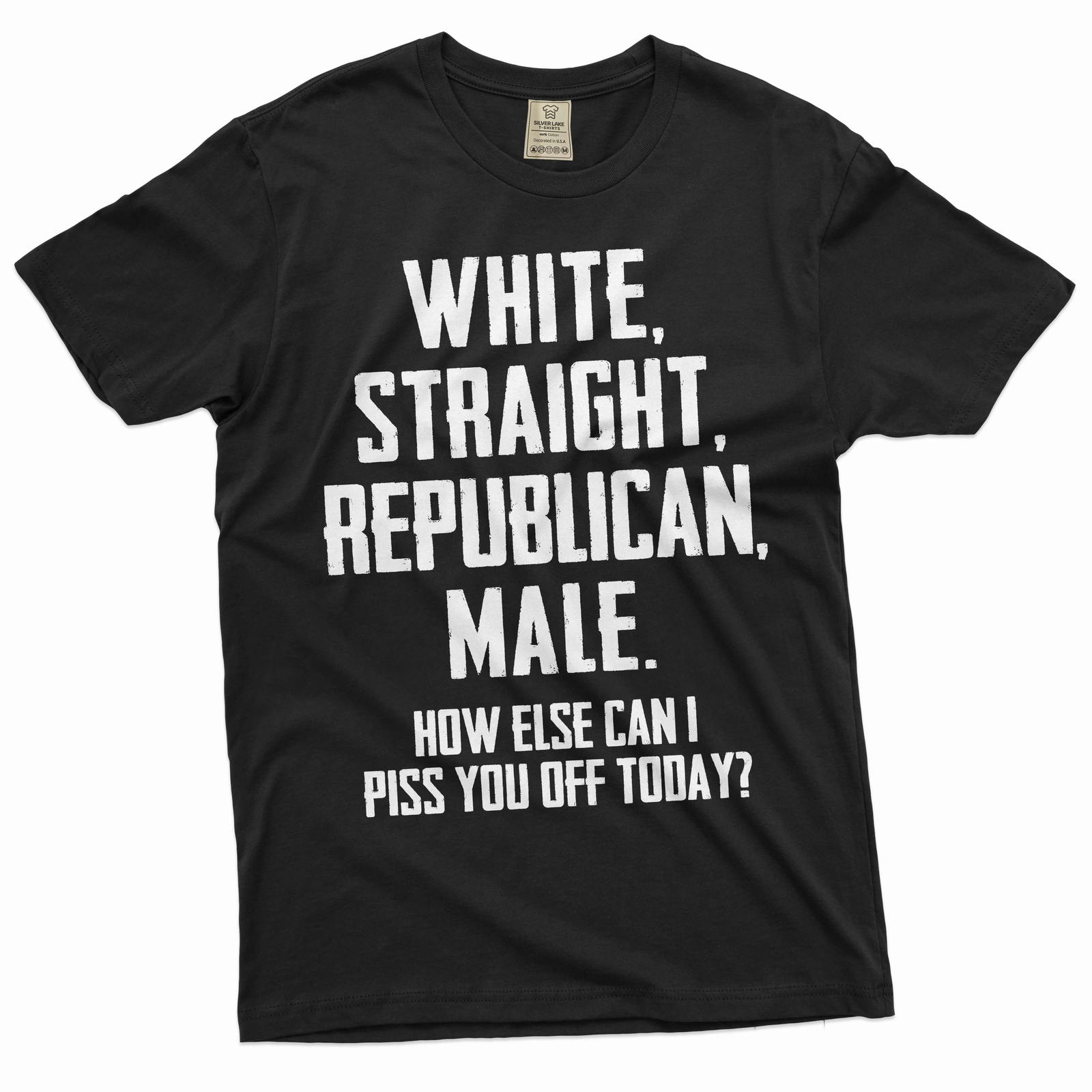Men’s Funny Shirt White Straight Republican Male Shirt Dad Grandpa Patriotic Tee