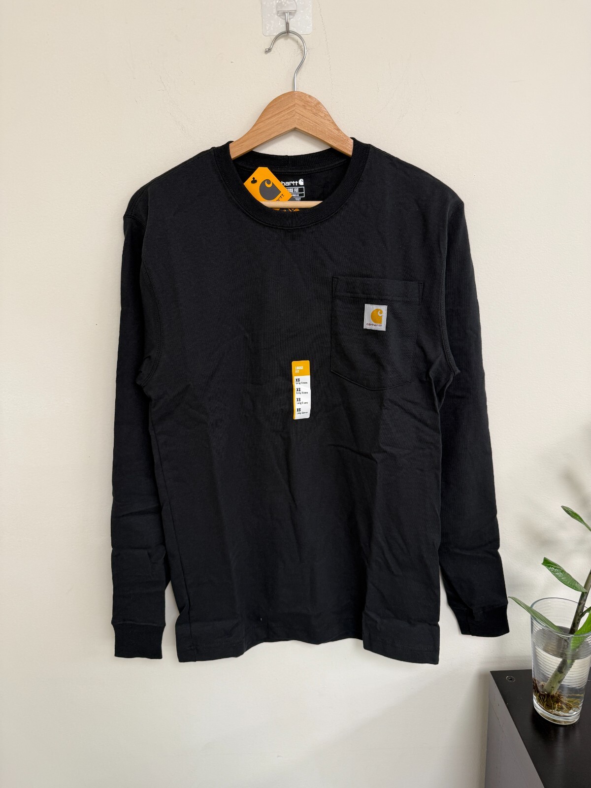 Carhartt Unisex Loose Fit Pocket T Shirt Long Sleeve TK0126 [XS] [S for Women]