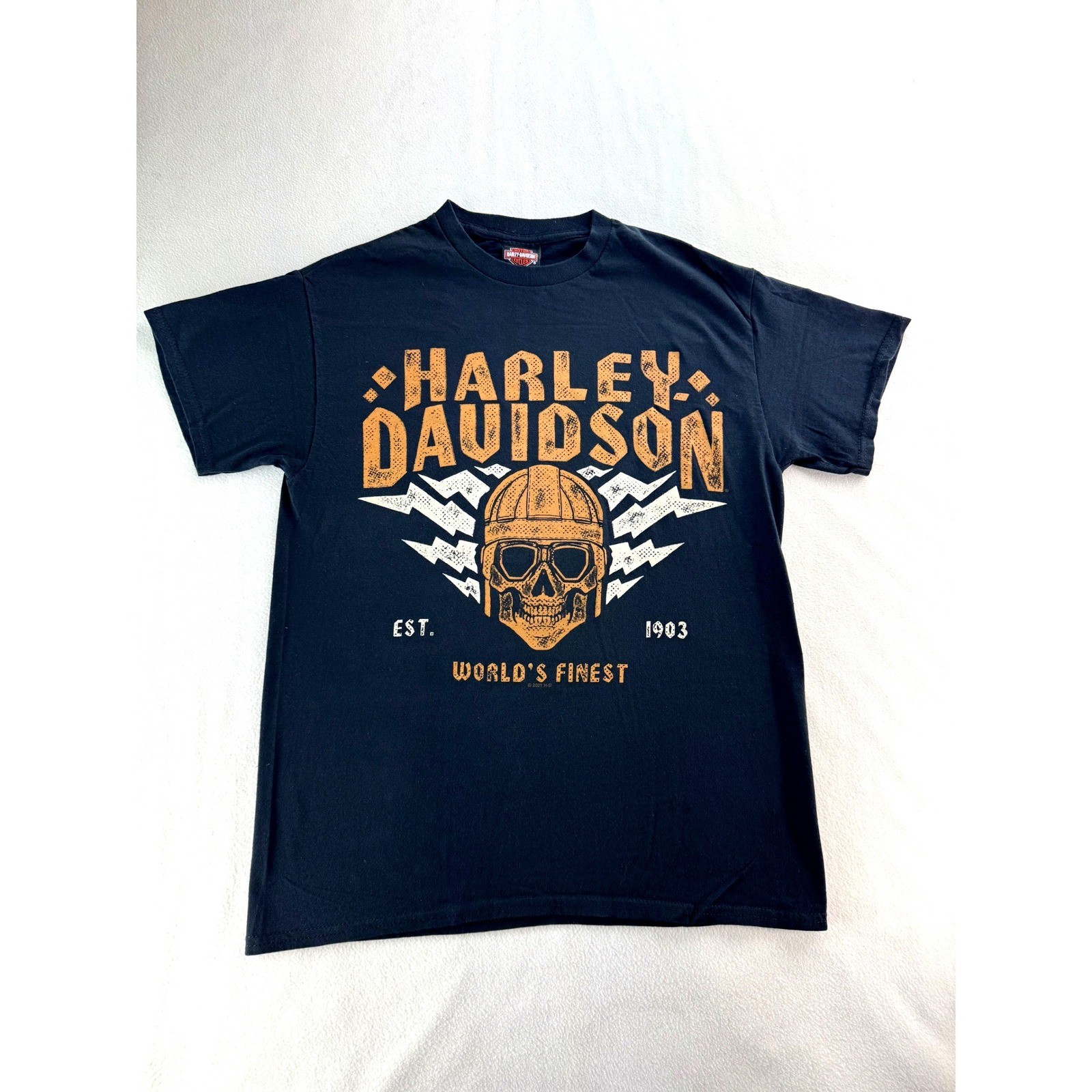 Harley Davidson Skull Graphic T Shirt Men Medium Black Worlds Finest Gainesville