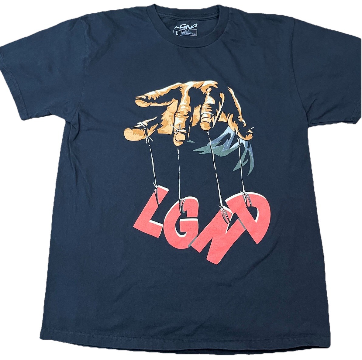LGND Supply Co Graphic Puppet Master Logo Black T Shirt Men’s Size Large