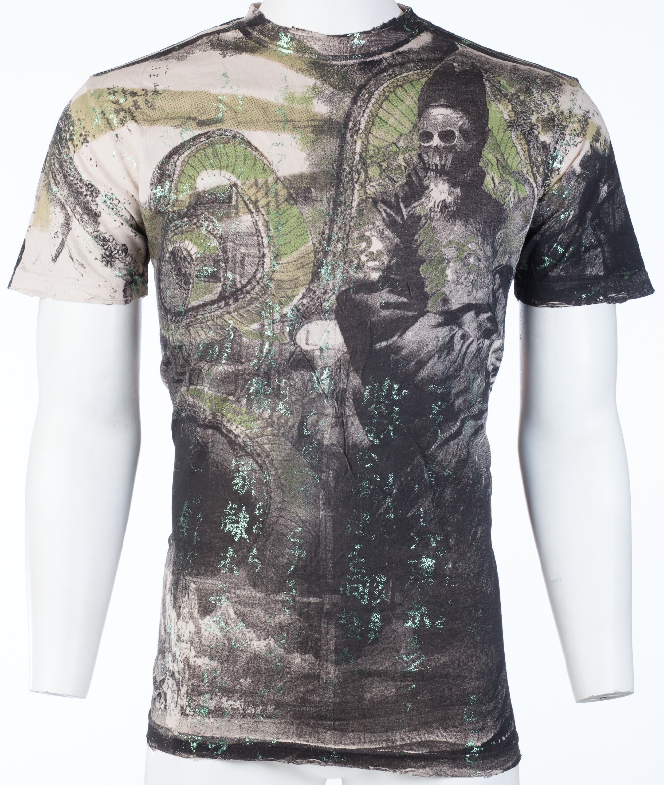 Rare $62 AFFLICTION Sand SERPEANT EMPEROR Short Sleeve Slim Fit Y2K T-shirt NWT