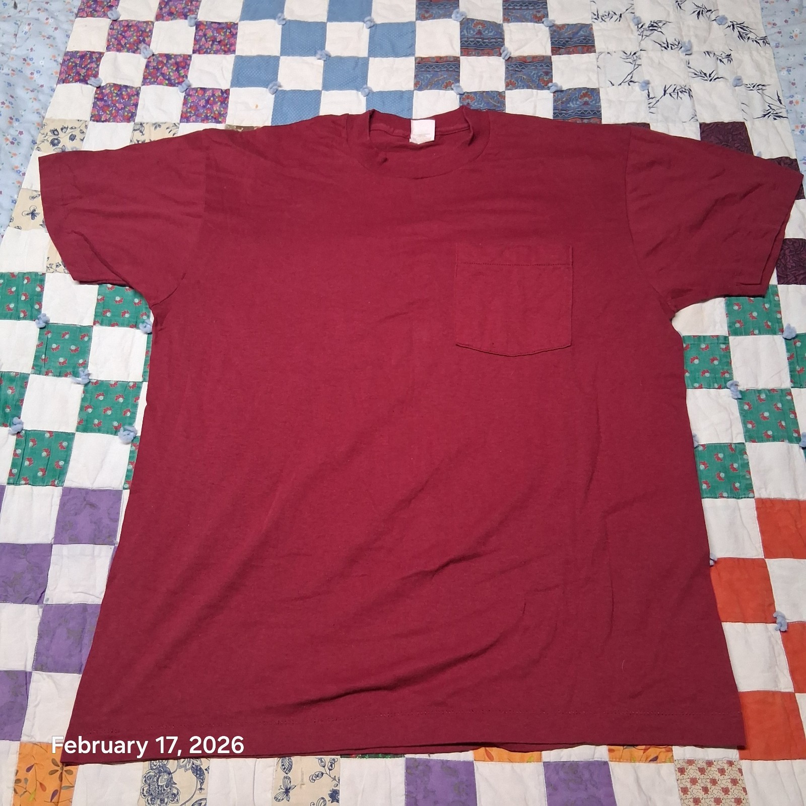 Vintage Golden Blend Fruit of The Loom Single Stitch T Shirt Size XL Burgundy
