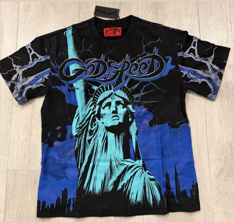 Godspeed Men’s L Statue of Liberty Graphic Tee Black/Blue