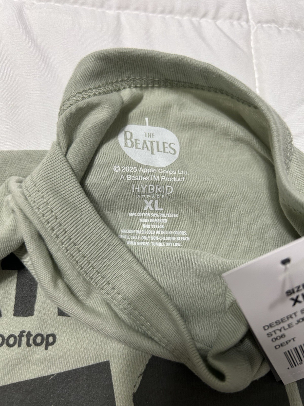 The BEATLES Live In Concert 1969 Size XL T-Shirt 2025 sage Green NWT Unisex