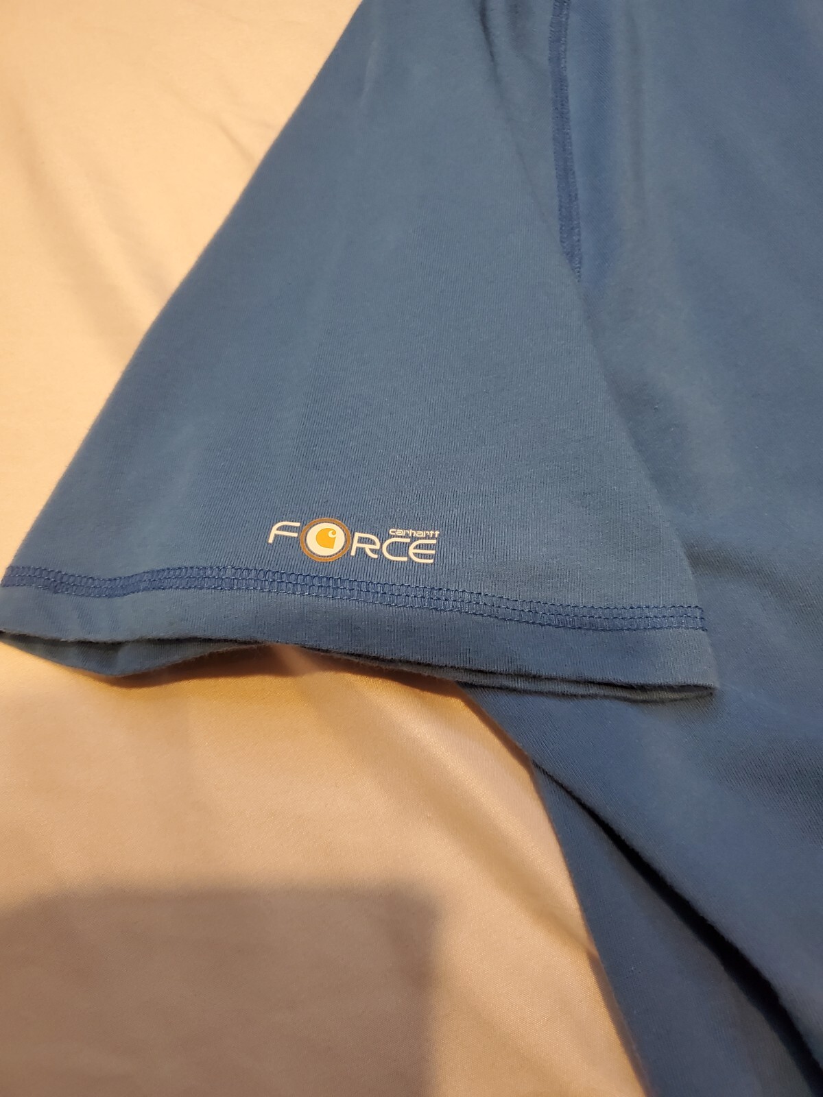 Carhartt T-Shirt Blue Short Sleeve Crew Neck Size XL Pocket 24×29.5 FADED AREAS