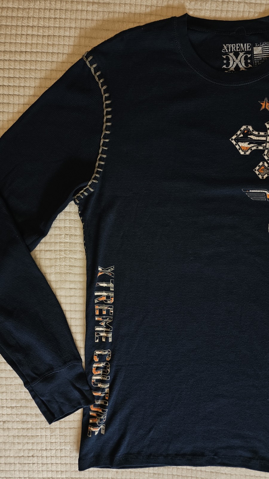 Xtreme Couture AFFLICTION Men’s Thermal SOLDIER OF FAITH Biker Wings XL