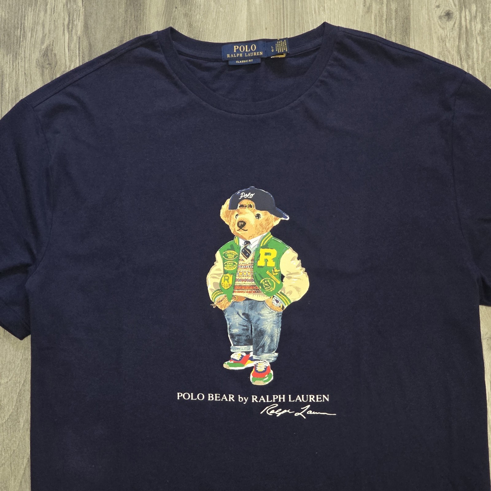 Polo Ralph Lauren Classic Fit Polo Bear Varsity Jersey T-Shirt Navy Short Sleeve