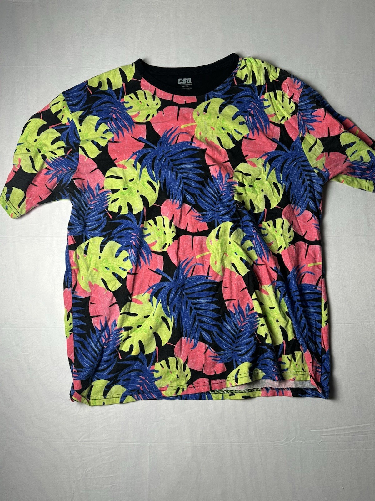 CSG Men’s 2XL Bright Color Leaf Graphic T-Shirt Short Sleeve Casual Tee
