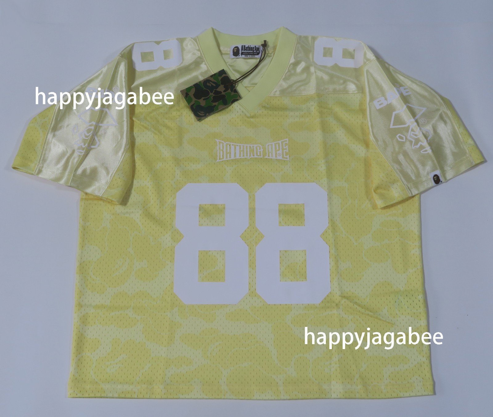 A BATHING APE Men’s SOLID CAMO MULTI LOGO RELAXED FIT FOOTBALL JERSEY TEE rz