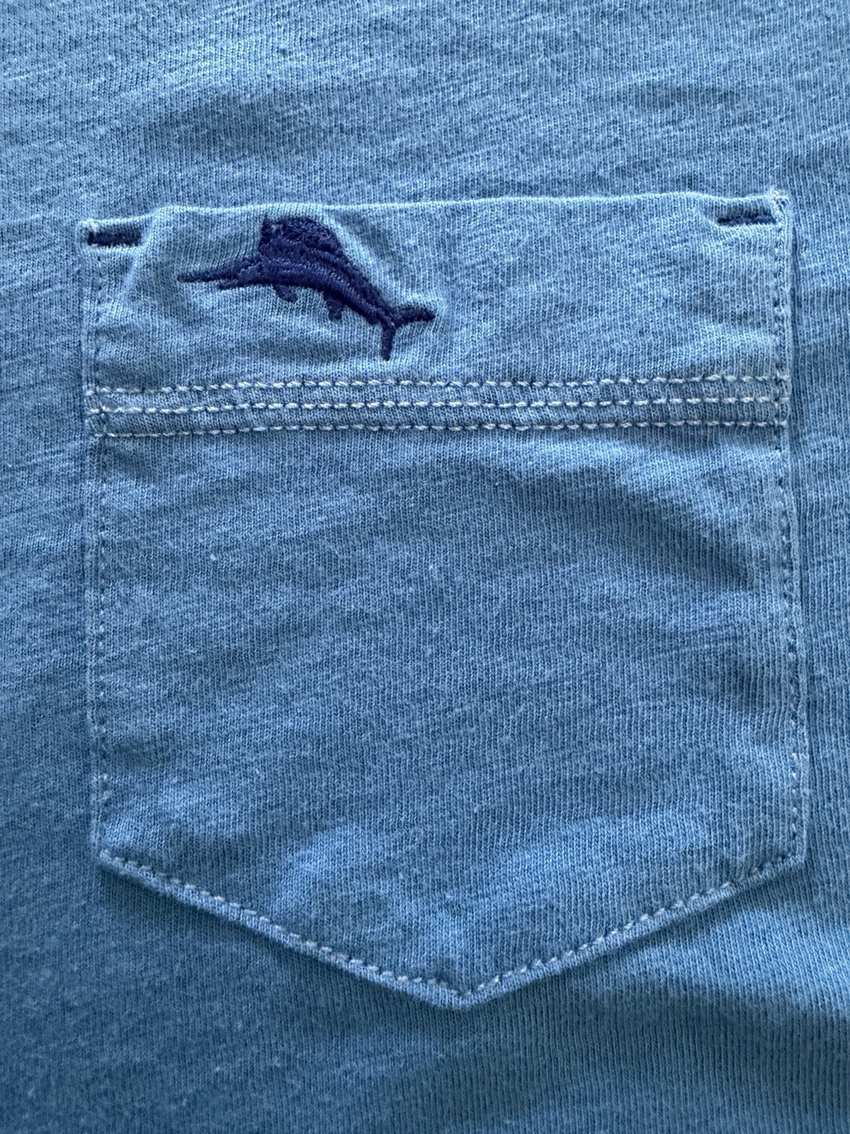 Tommy Bahama Men’s Blue Crew Neck Short Sleeve Pocket Logo Tee Cotton Knit S/P