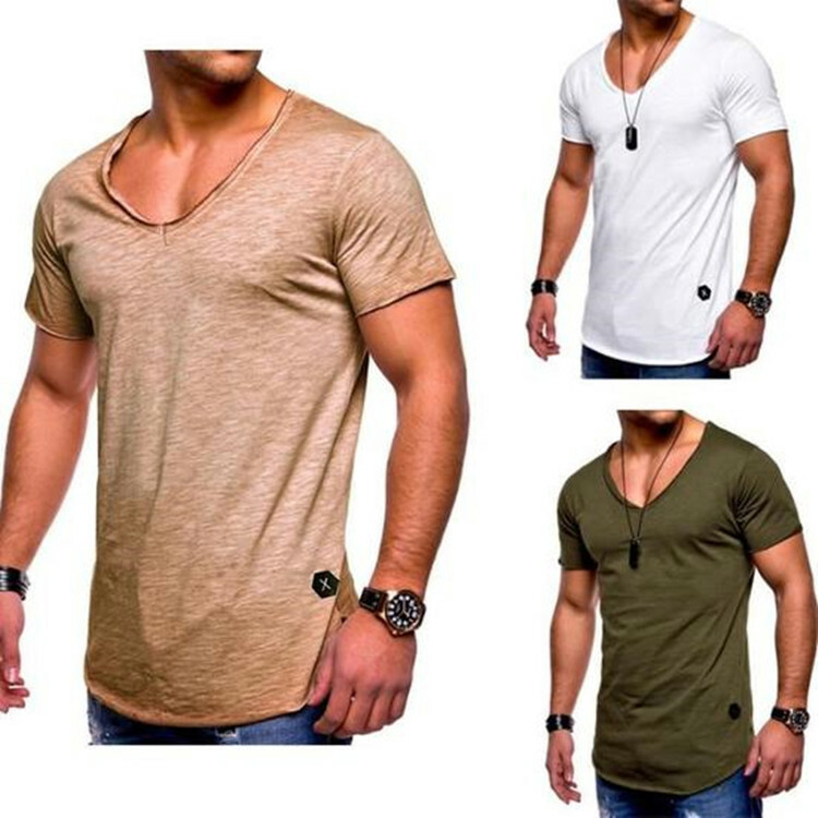 Men’s Slim Fit Short Sleeve Muscle Tee T-shirt Casual Blouse Solid Tops Shirt