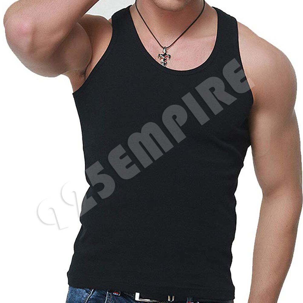 6 Pack Men Tank Top Black/White/Grey 100% Cotton Undershirt Ribbed A-Shirt
