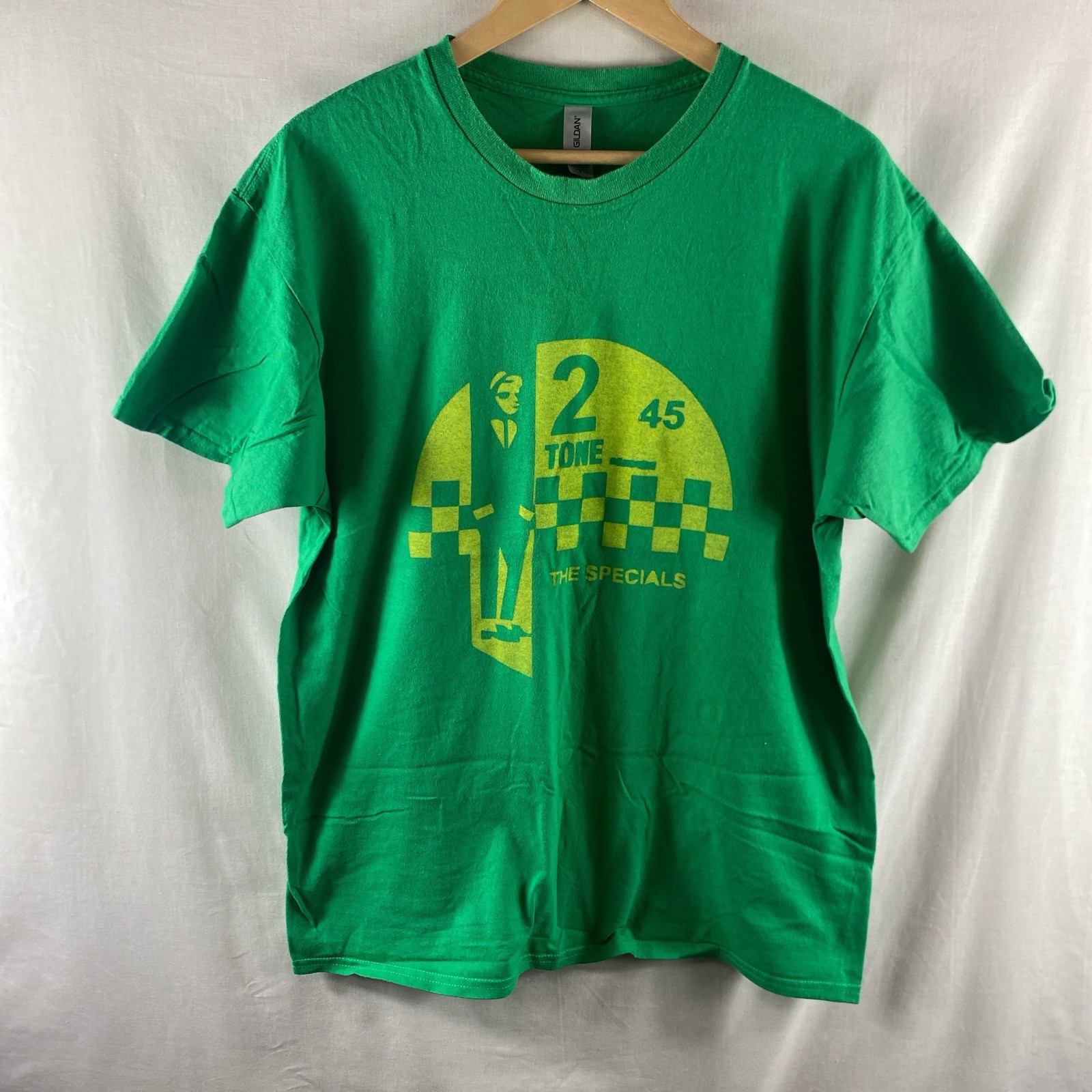 The Specials 2 Tone T Shirt L Size Large Green 45 RPM Records Crew Neck