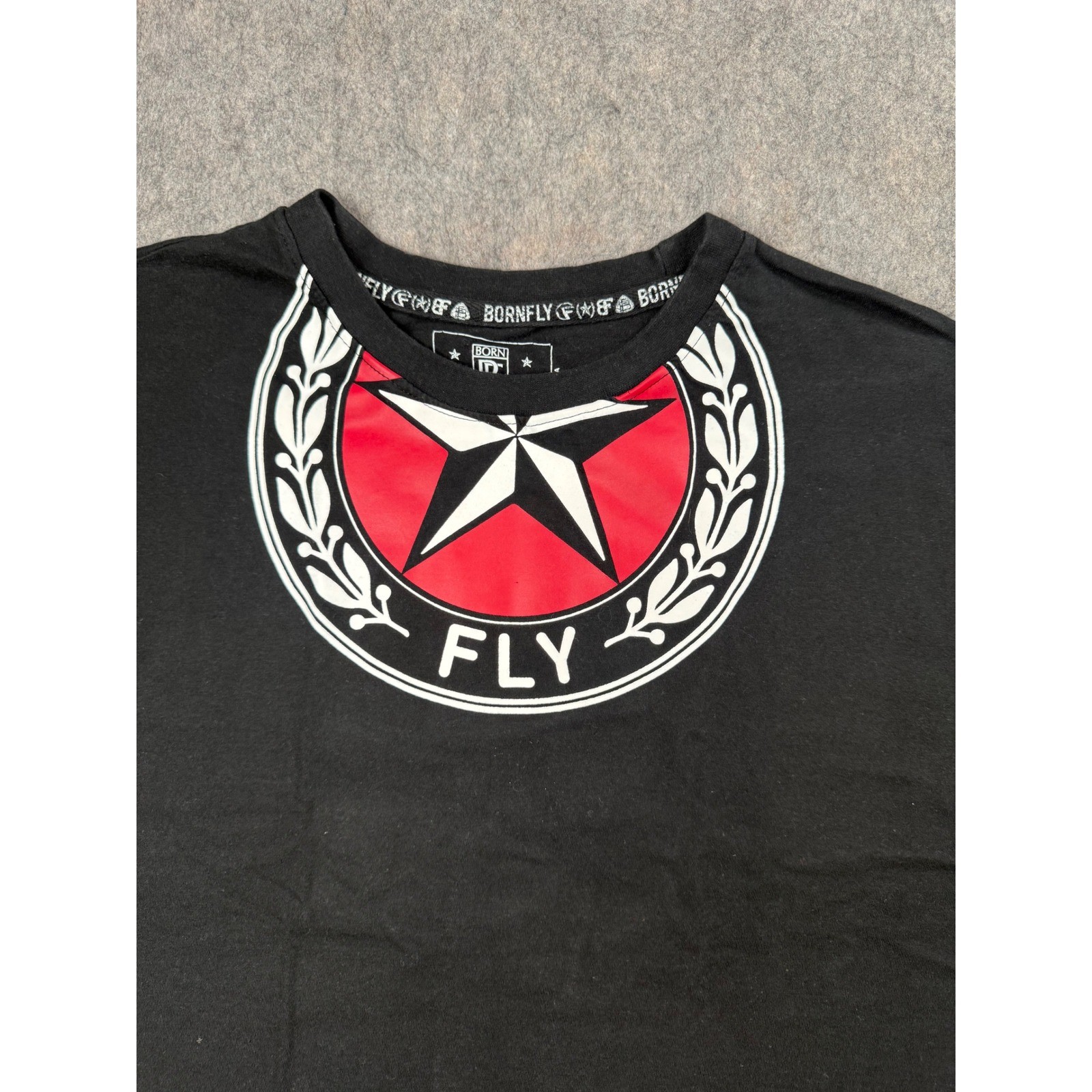Born Fly T Shirt Mens XL Black Cotton Streetwear Star Graphic Logo Hip Hop Tee