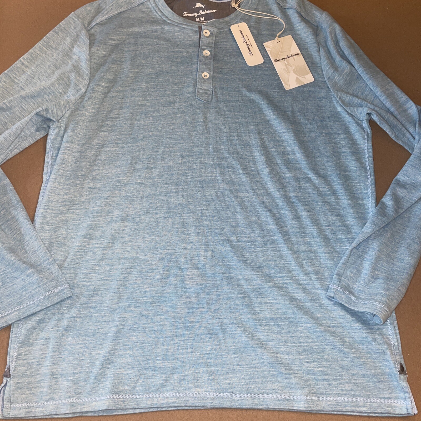Tommy Bahama Oahu Shores Henley Tee Banff Blue Size Medium New