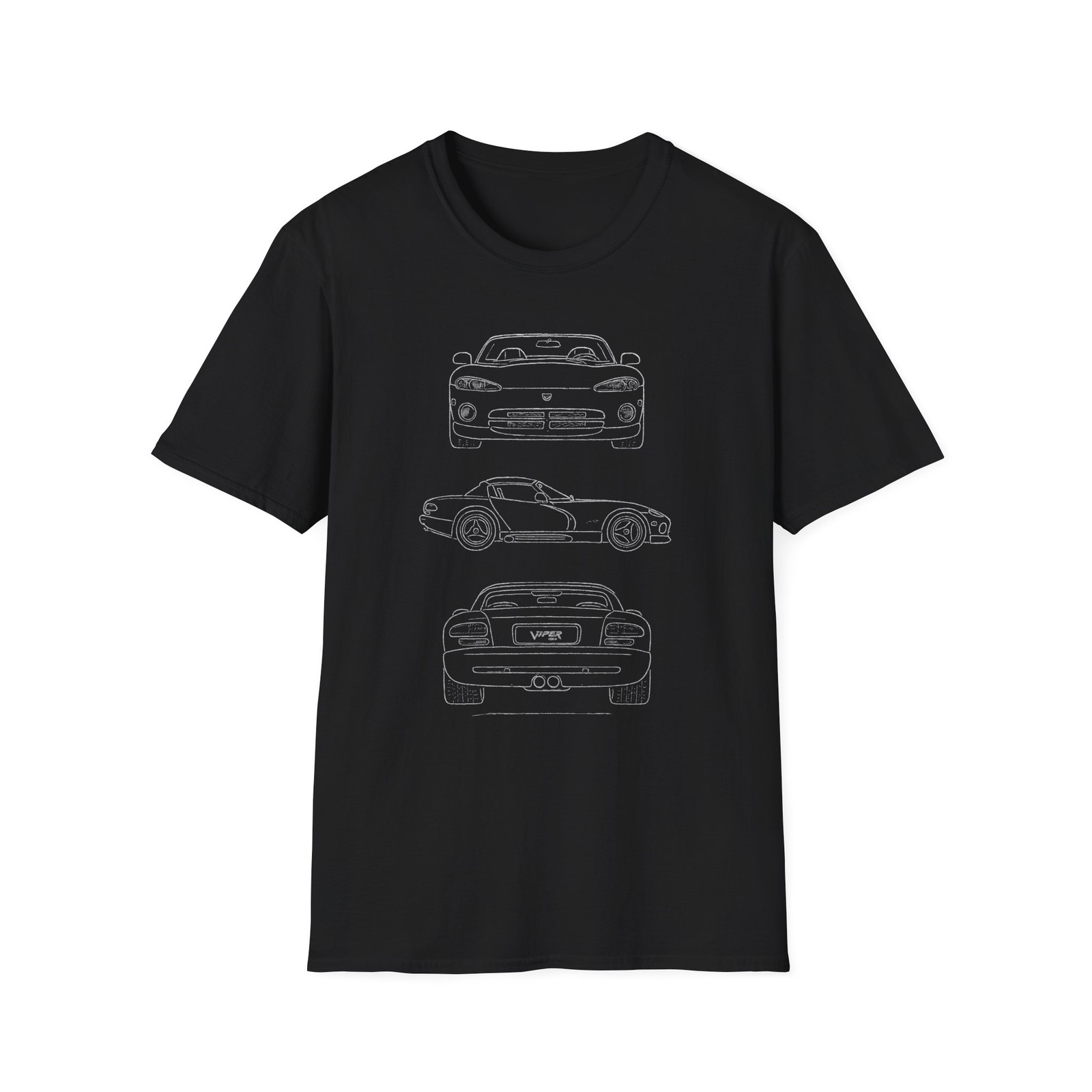 1992 Viper T-Shirt – Classic Sports Car Blueprint Tee