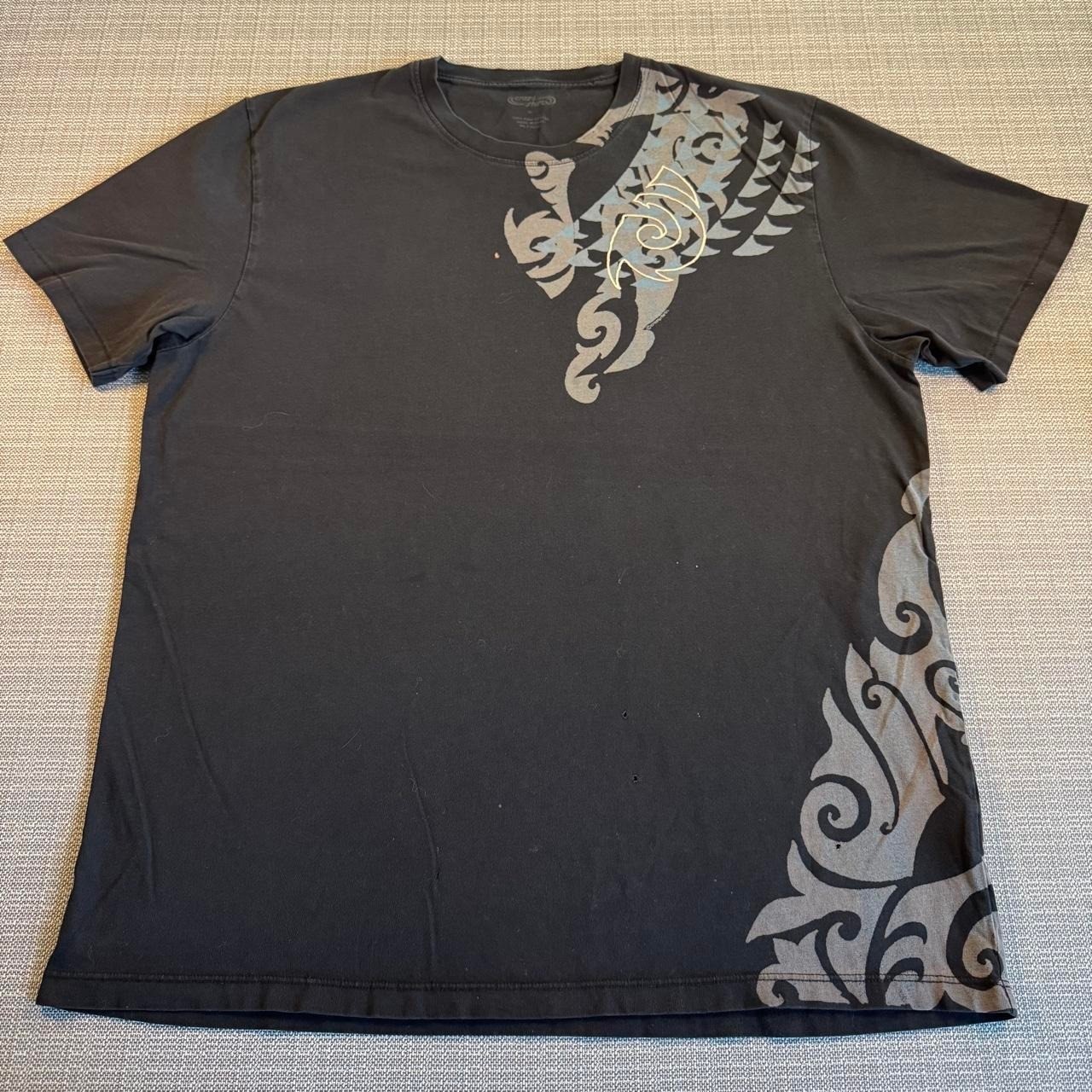 Crazy Shirt Y2K Black Pima Cotton T-Shirt with Silver Tribal-Style