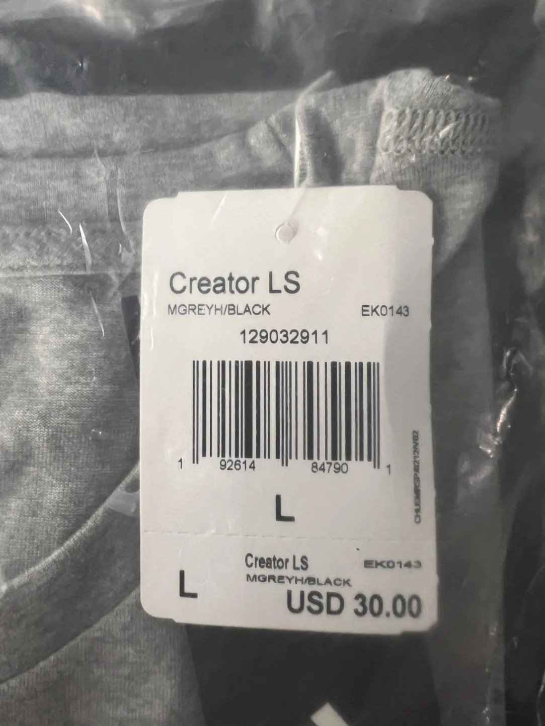 Adidas Creator Tee Grey LS Gray Large Long Sleeve T-Shirt Men’s Clothing