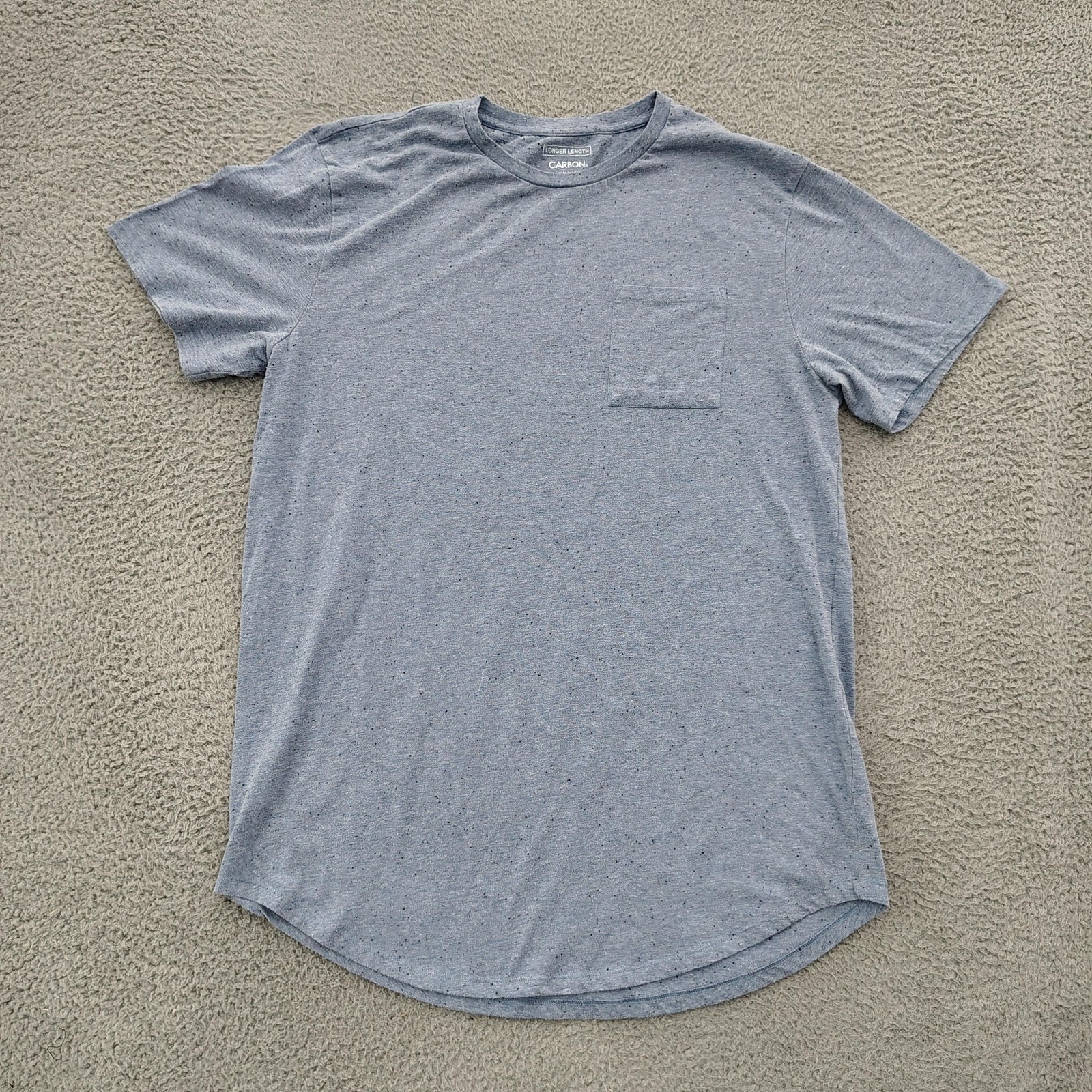Carbon Longer Length T-Shirt Mens XXL Blue Heather Pocket Tee Casual