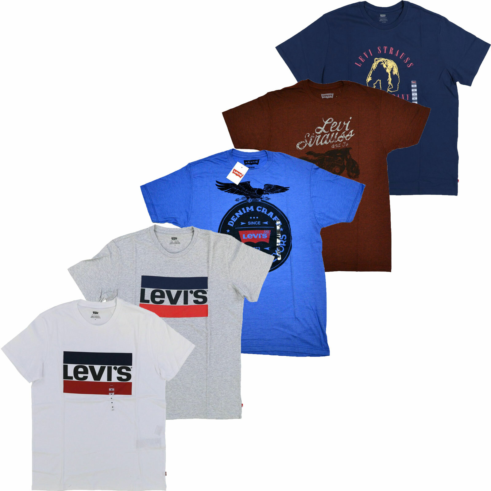 Levis Mens T-Shirts Short Sleeve Graphic Logo Cotton Crew Neck Tee New S M L Xl