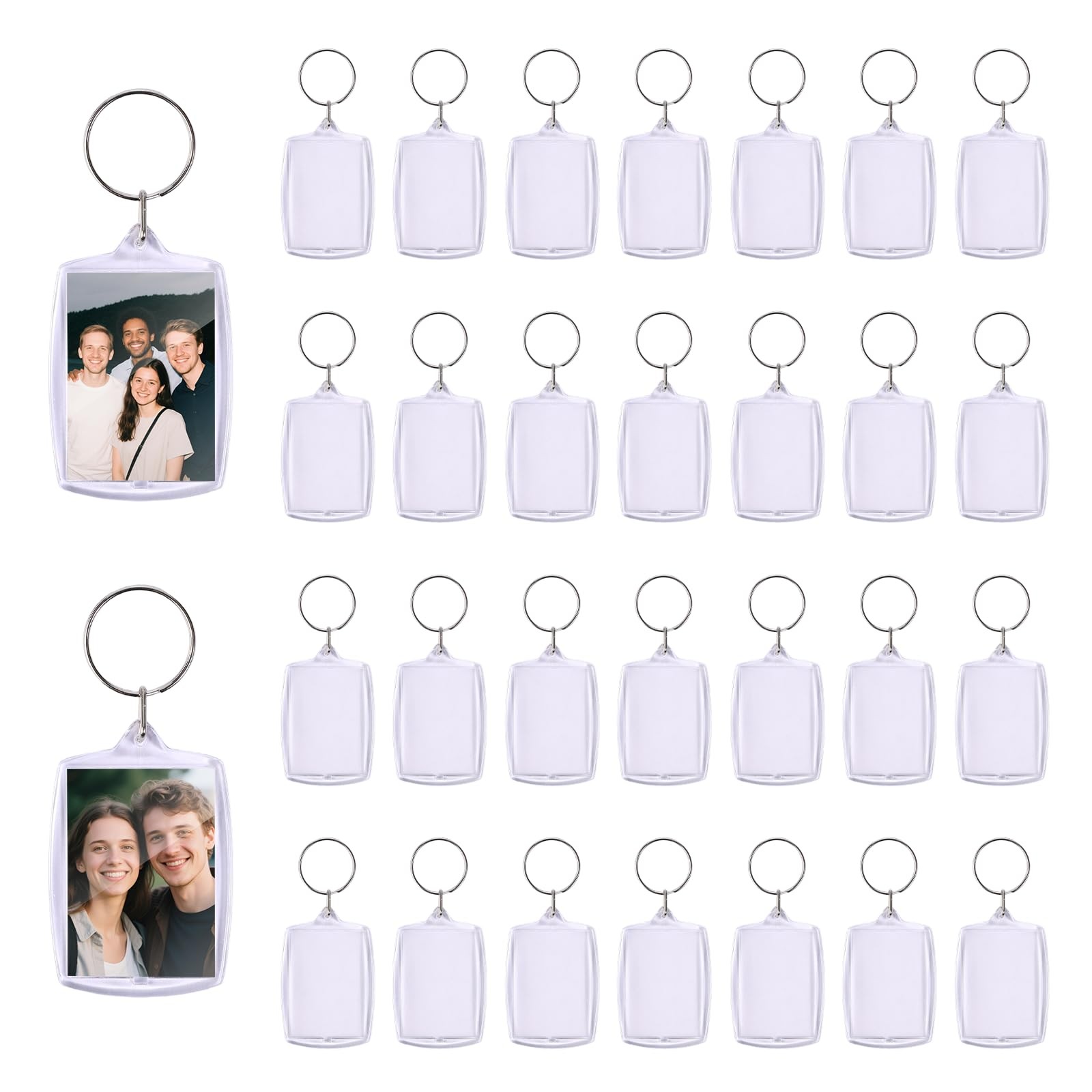 JasperKino 30pcs Pendant Picture Frame keychain, Clear Acrylic Photo Frame Ke…