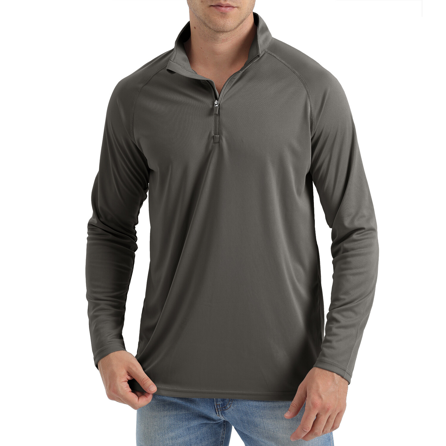 Men’s UPF 50+ T-Shirt 1/4 Zip Up Sun Block UV Protection Outdoor Fishing Shirts