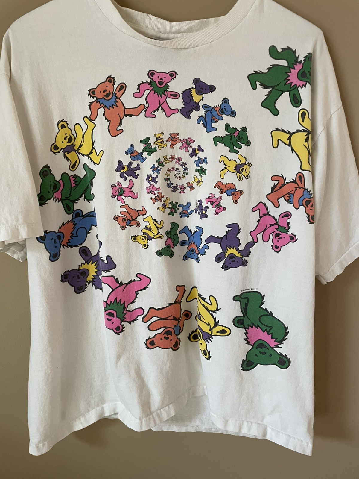 Vintage Liquid Blue Dancing Bears Spiral Shirt Mens Large Grateful Dead Tee 90s