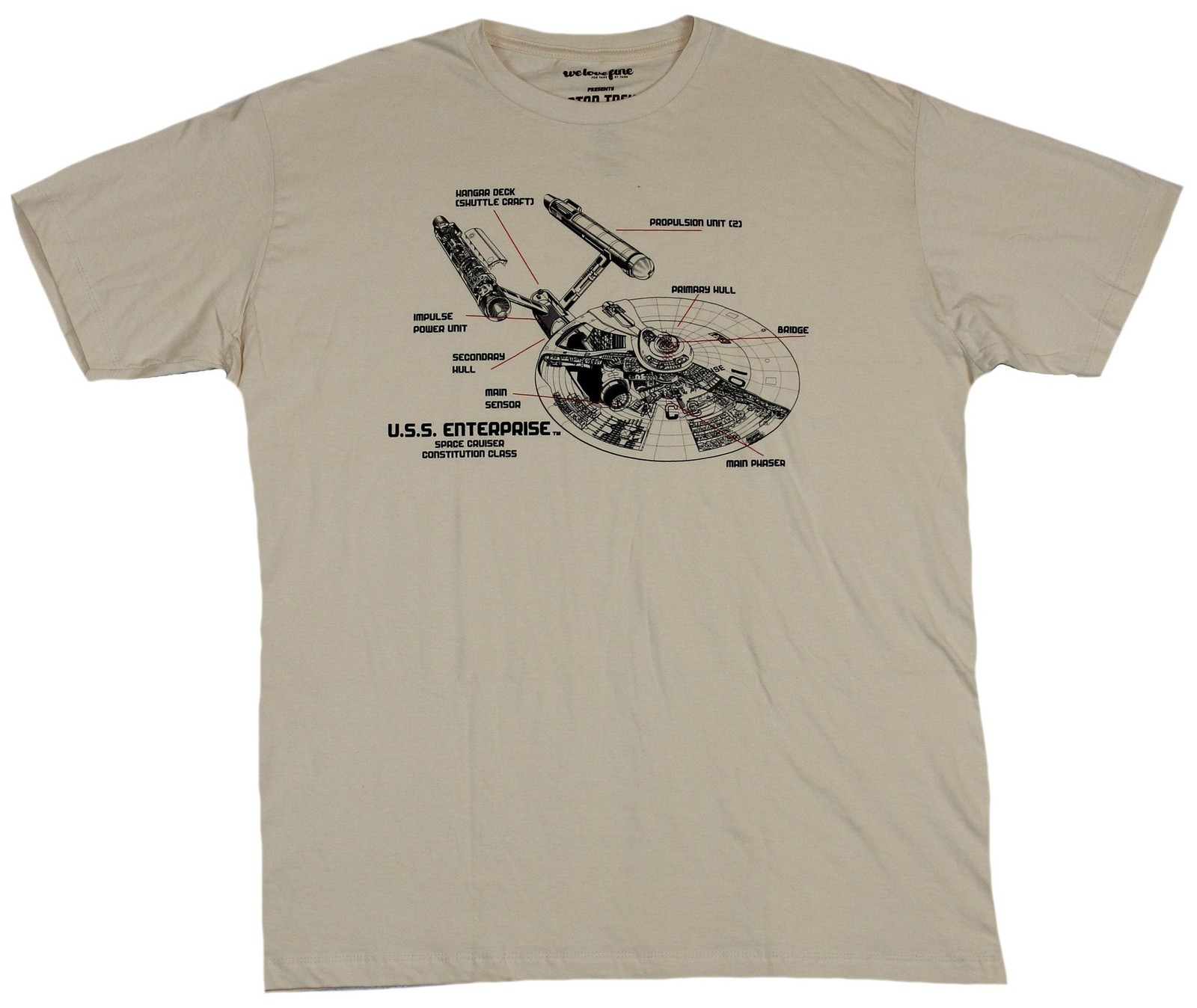 Star Trek Mens T-Shirt – Blown out Cutaway Schematics of The USS Enterprise