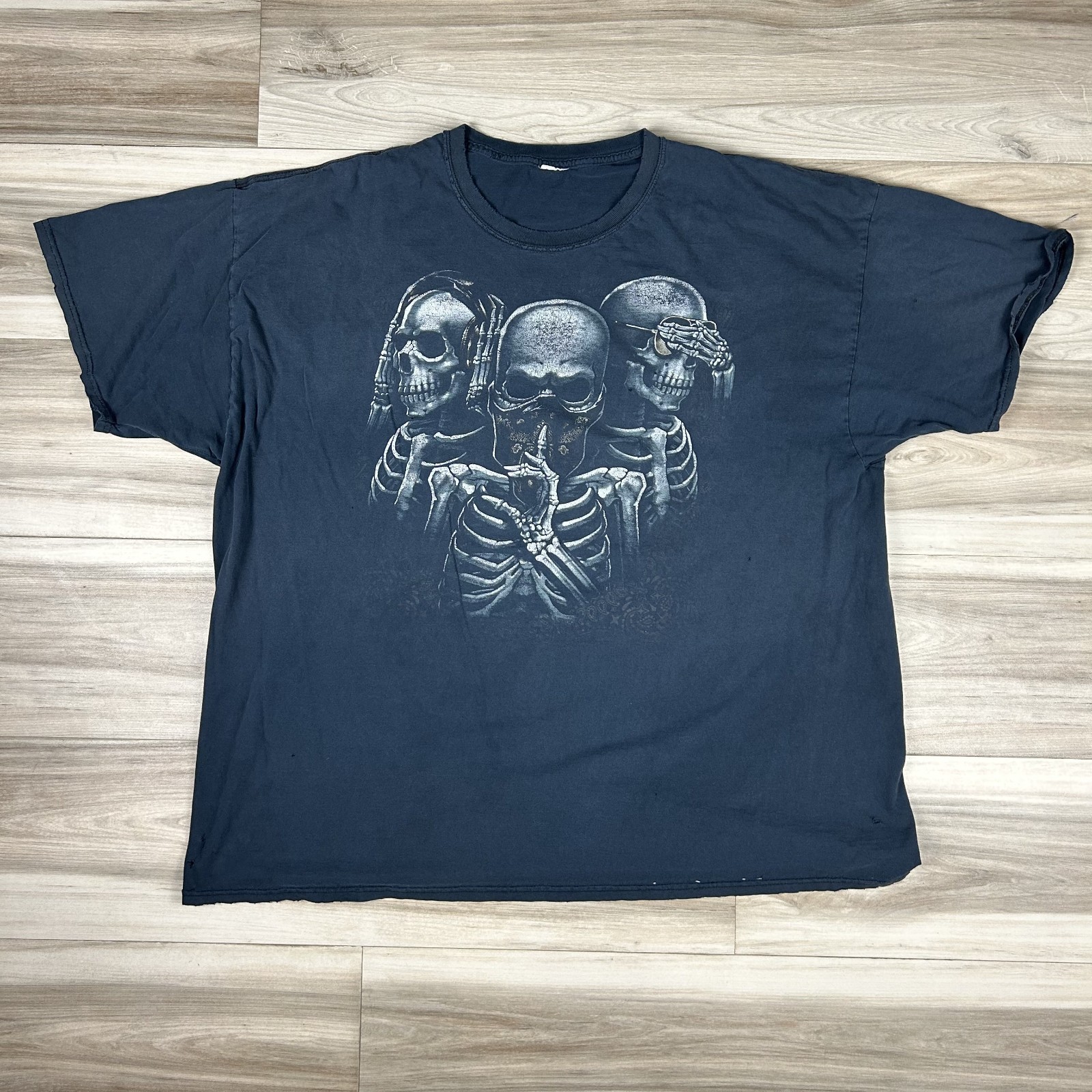Y2K Skull T Shirt Mens Size 3XL Black Graphic Print Tee Oversized
