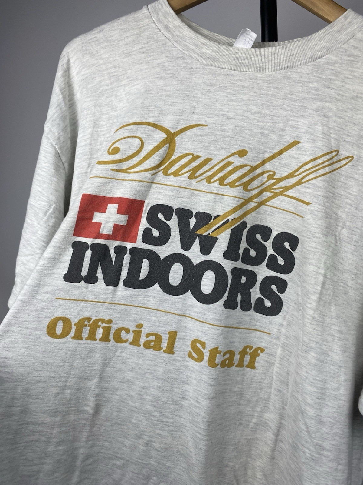 2001 Davidoff Swiss Indoors Hanes Gray T Shirt Mens Xl Sz Unique
