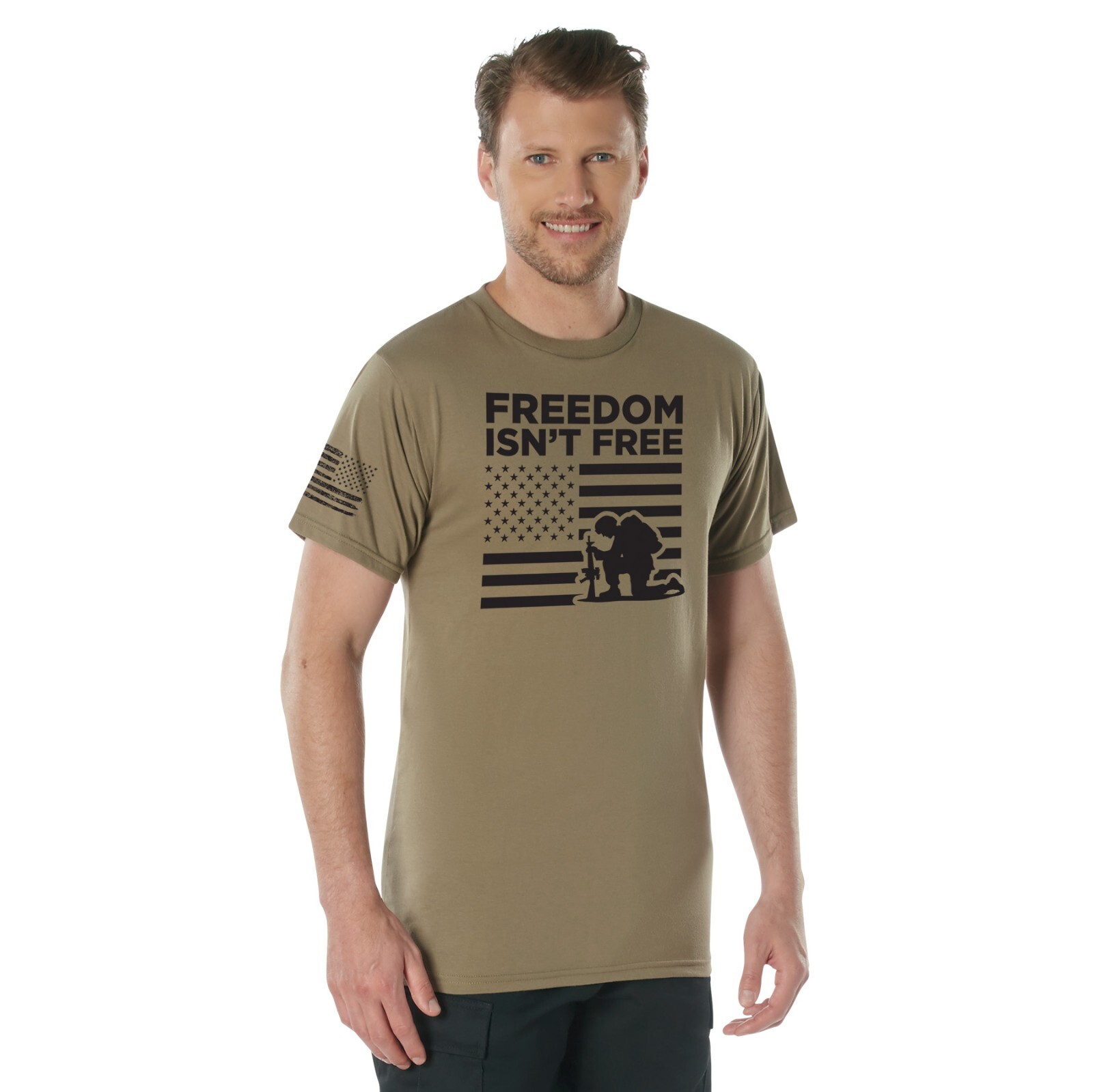 Men’s Coyote Brown “Freedom Isn’t Free” US Flag T-Shirt