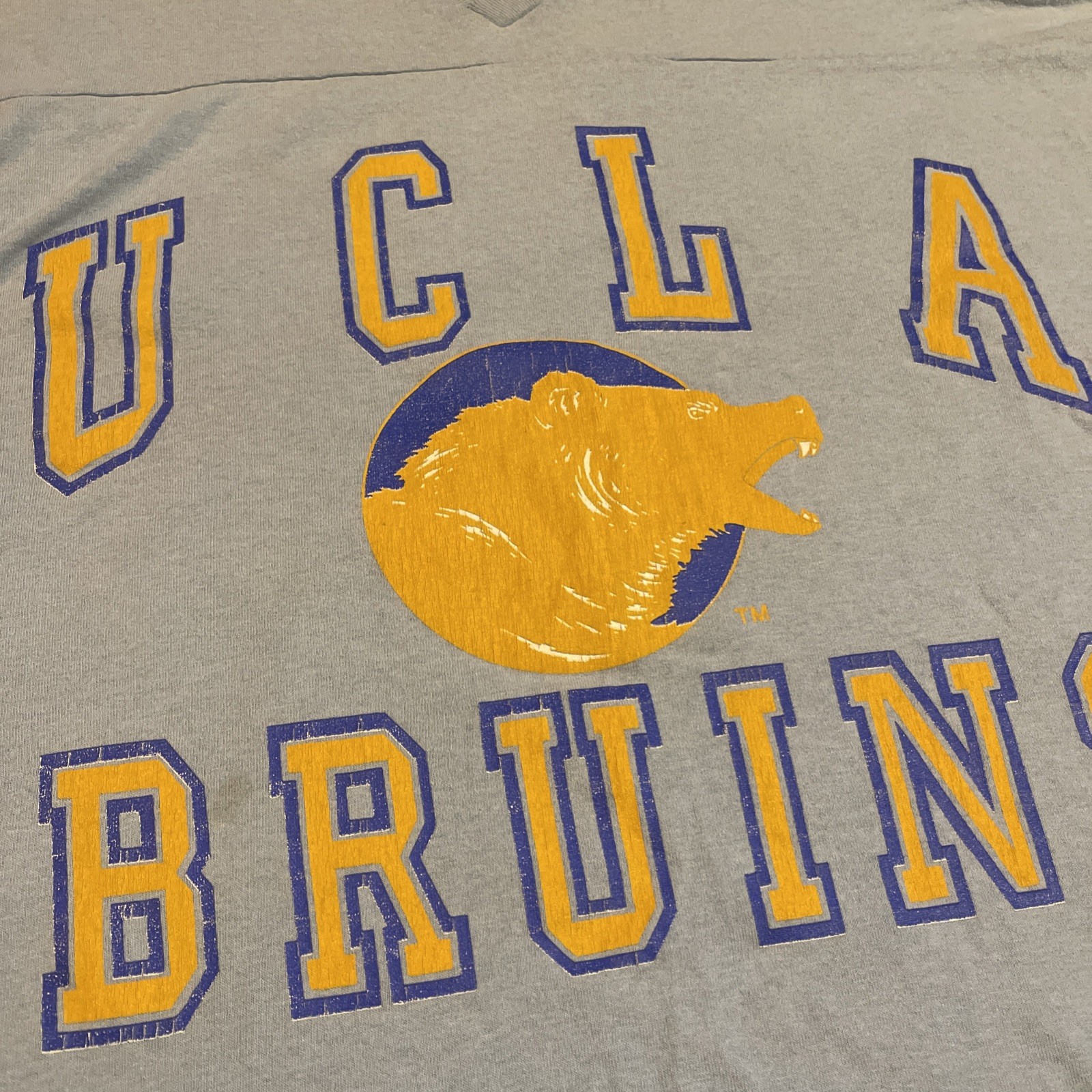 Vintage Shirt Mens Large Blue UCLA Bruins Joe Bruin 3/4 Sleeve V Neck 90s