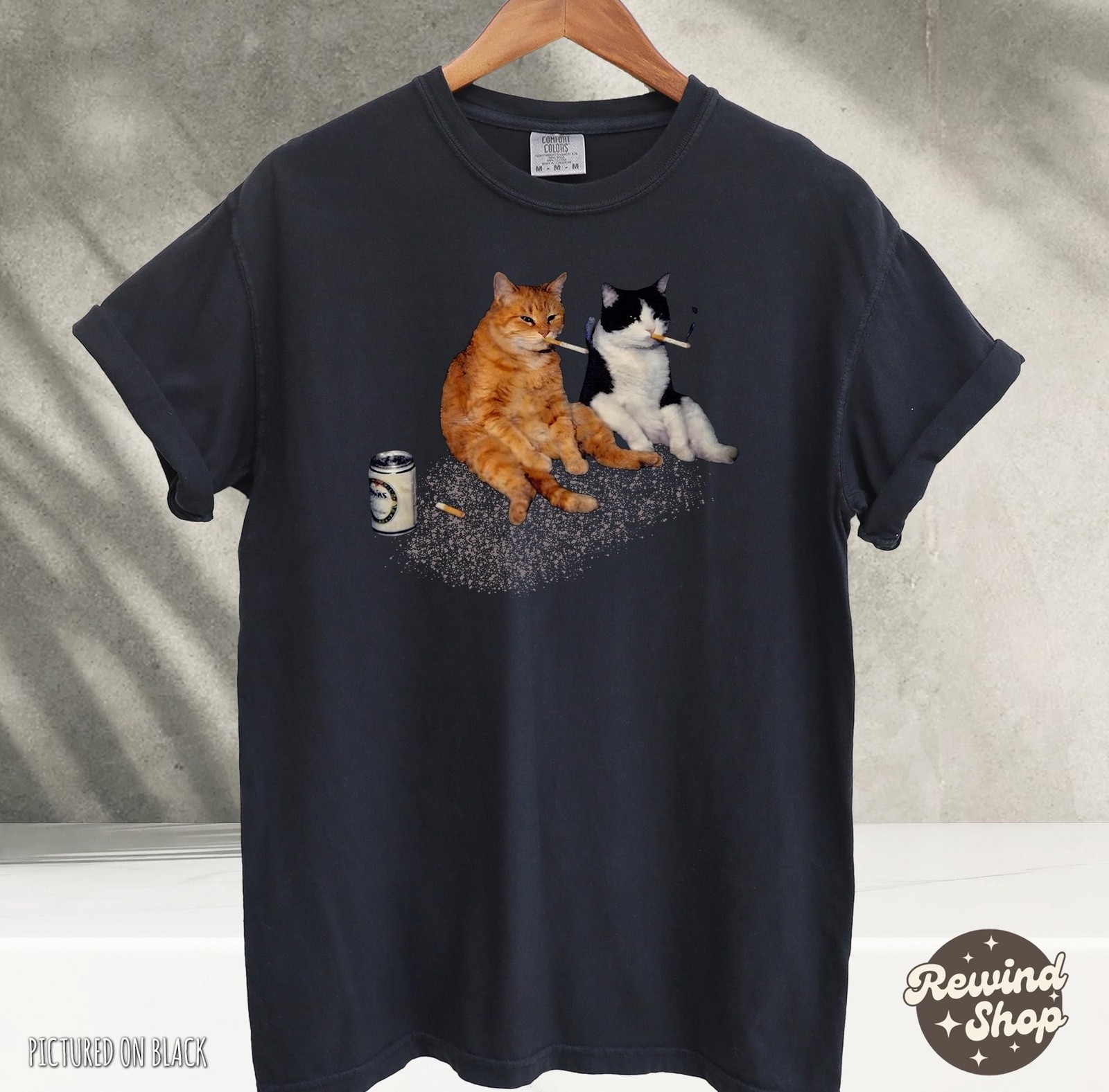 Smoking Cats Comfort Colors Tshirt – Vintage Smoking Graphic Tee – Funny Meme Sh