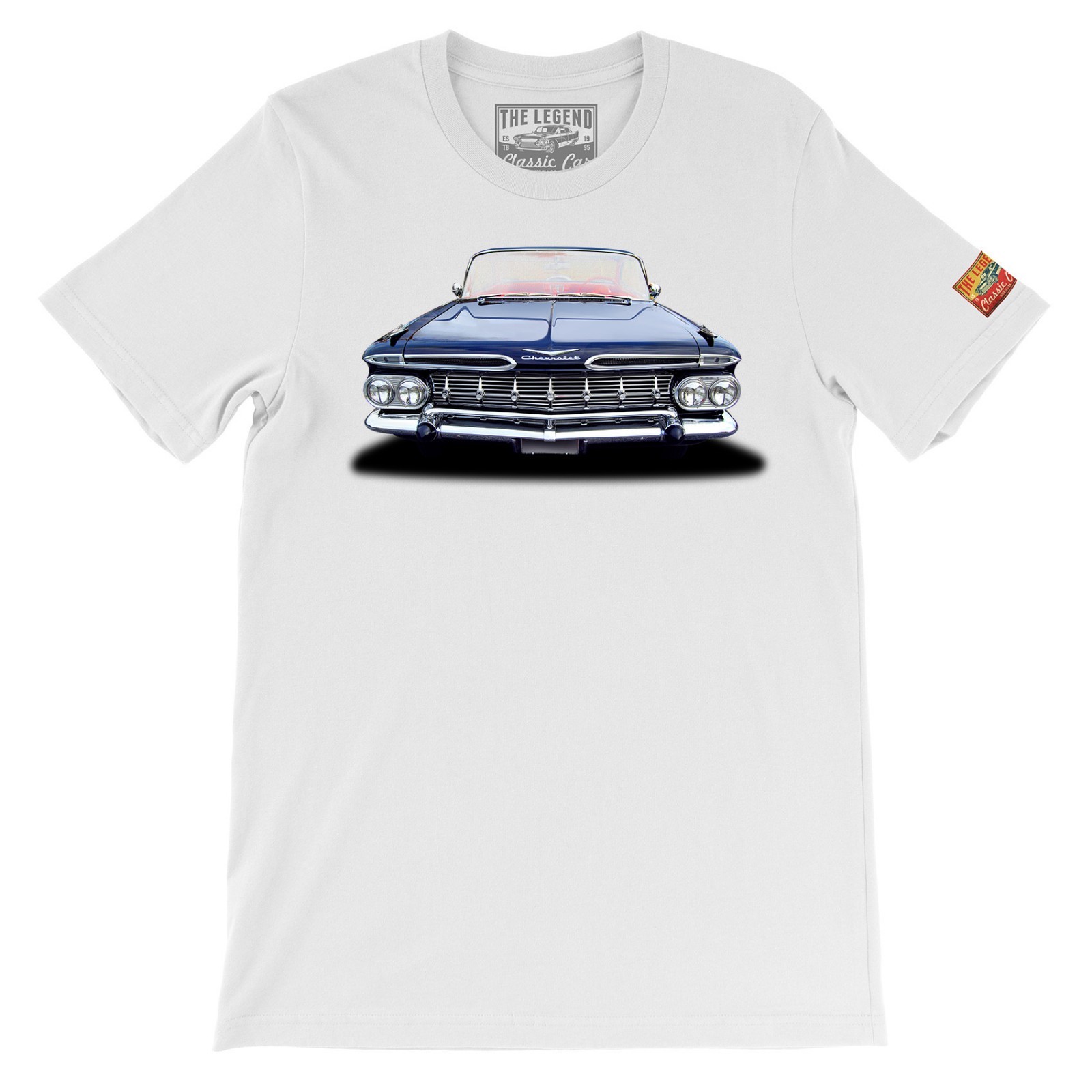 1959 Chevy Impala Front The Legend Classic Car Men’s T-shirts Made in USA