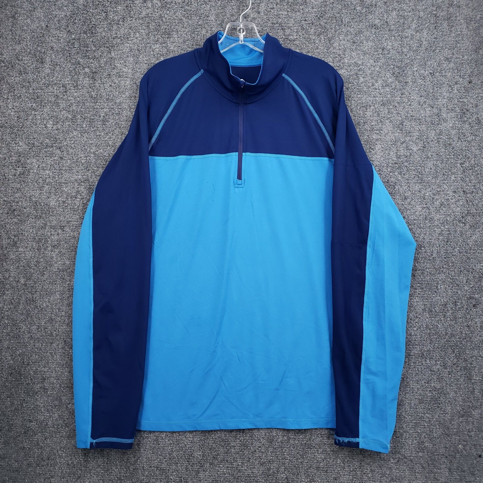 Tommy Bahama 1/4 Zip Shirt Mens XL Blue Two Tone Mock Neck Pullover Activewear