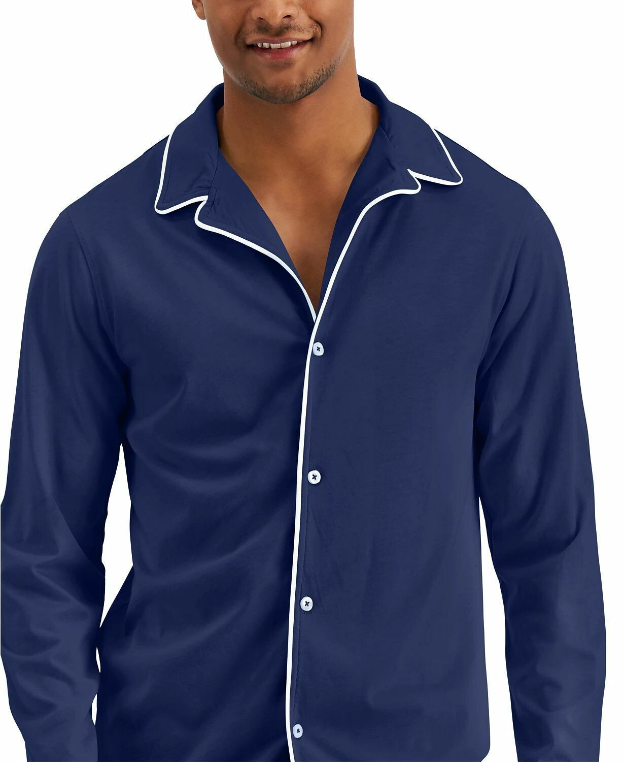 CLUB ROOM Men’s Pomp Blue Cotton Blend Pajama Top Shirt NEW Medium