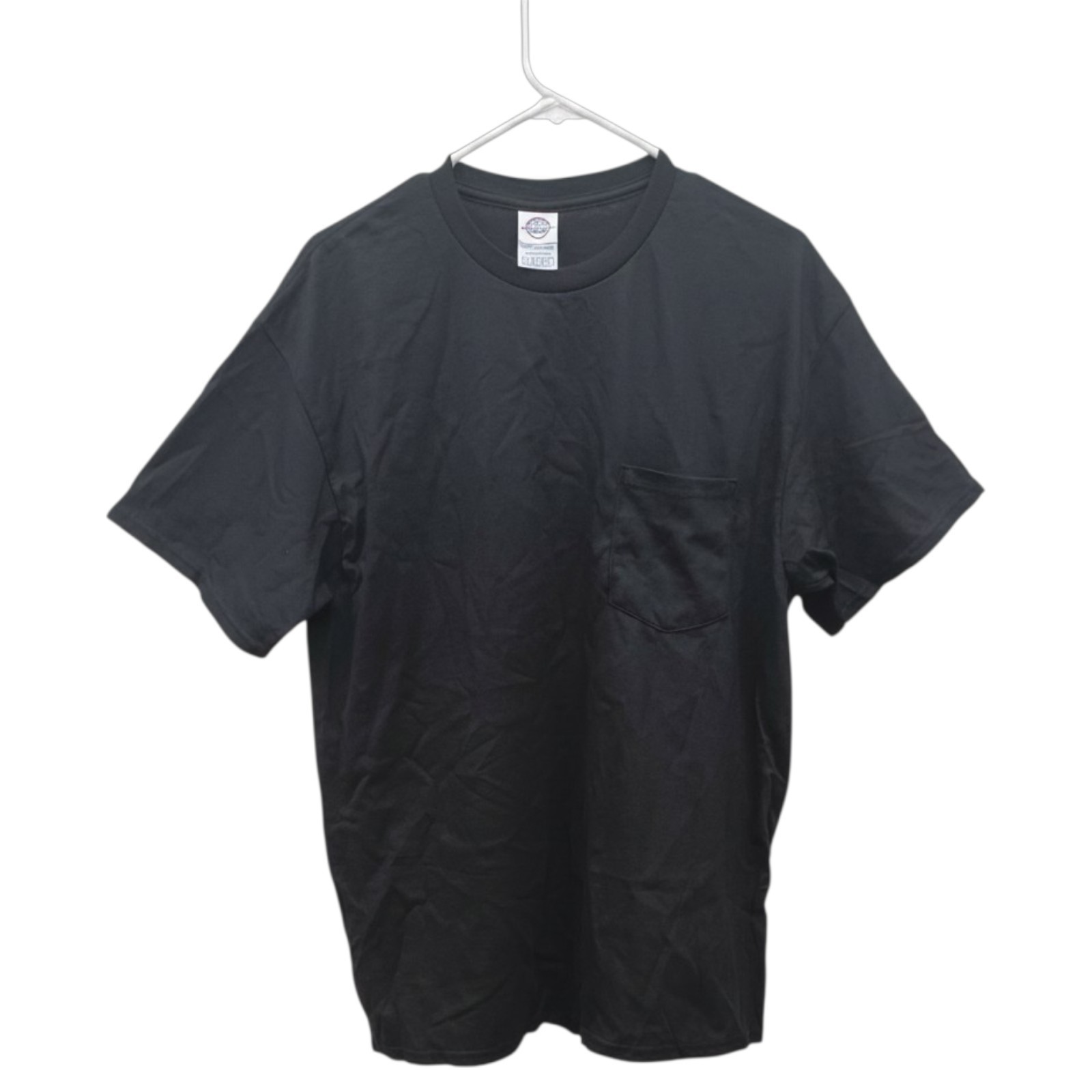 5 PK Delta Magnum Weight Black Pocket T-Shirts Adult Large Preshrunk Cotton
