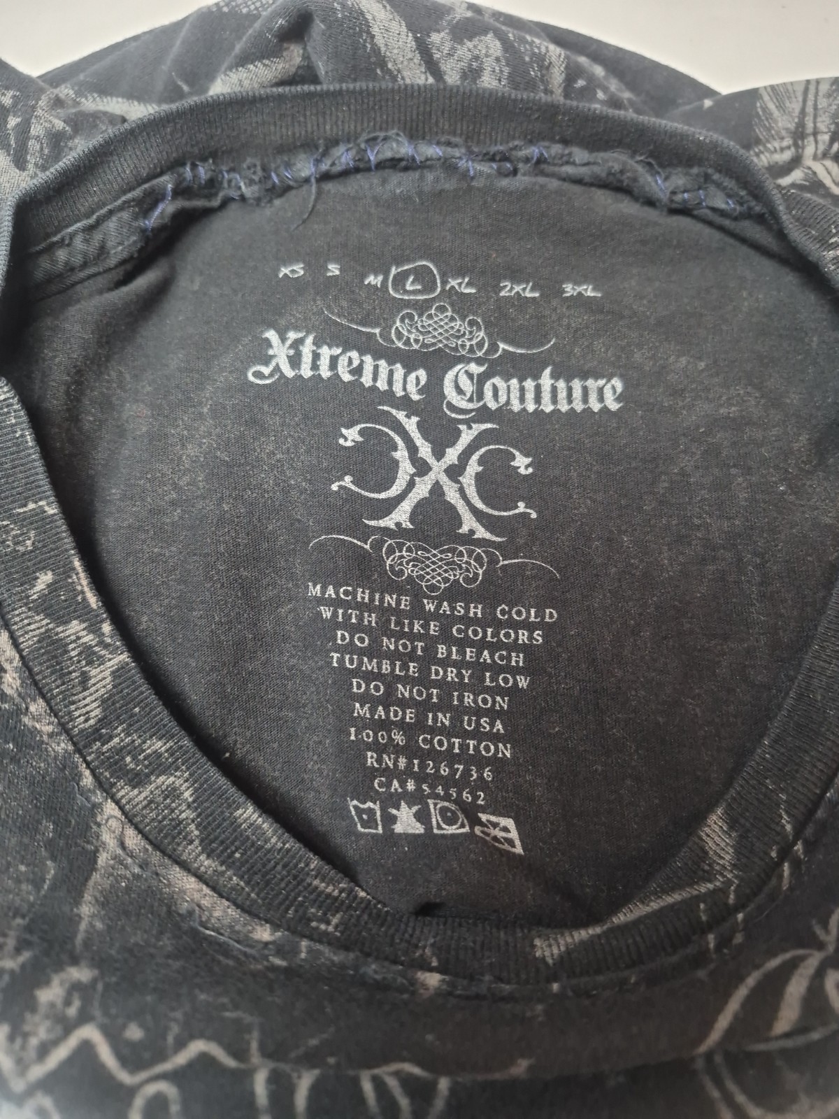 Xtreme Couture Graphic T-Shirt Black Skull Wings Size Large