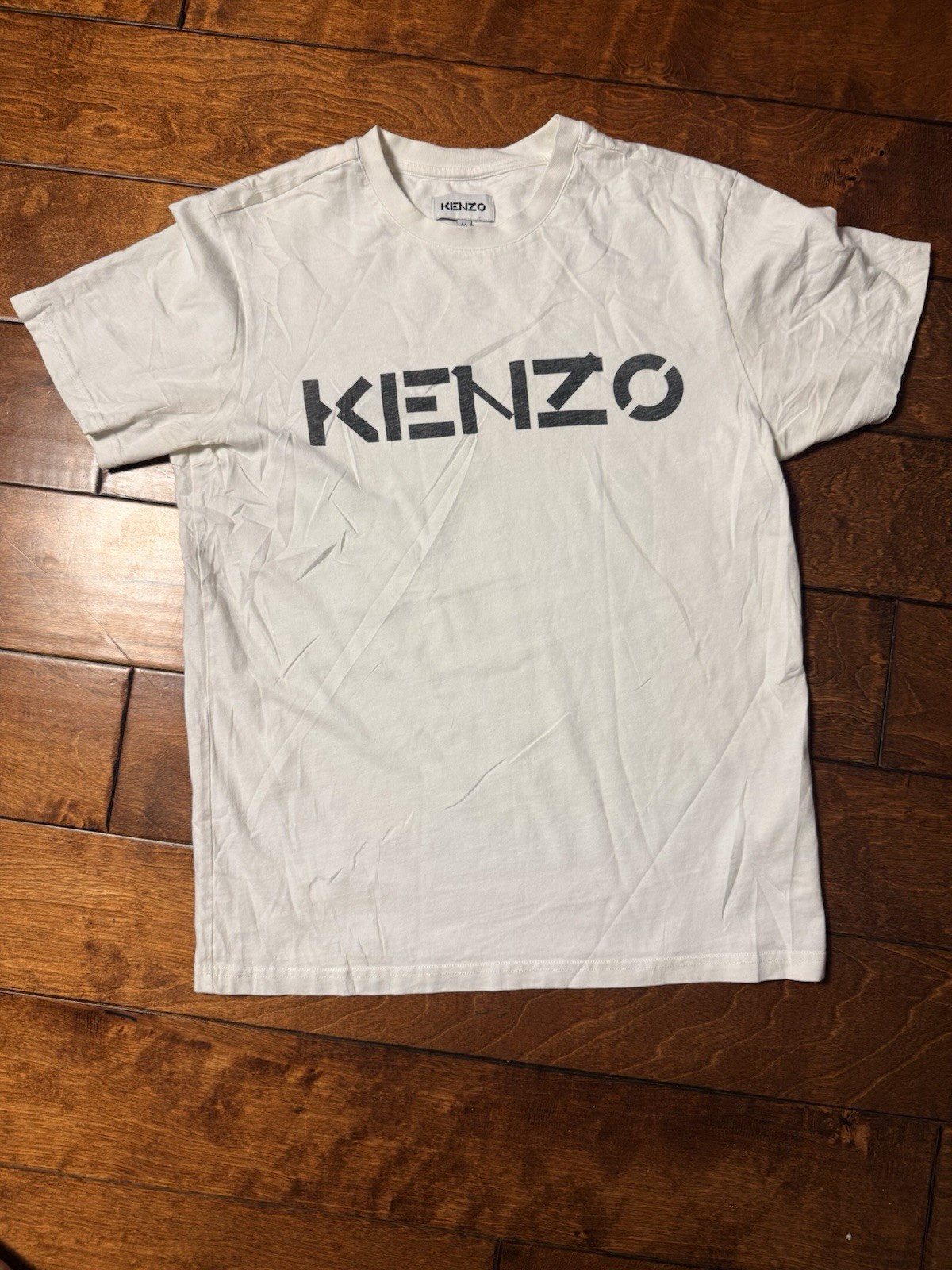 Kenzo Paris Logo T Shirt Medium White Made In Portugal 19×25.5 Designer Tee