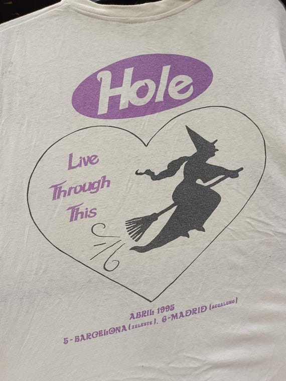 Remake Vintage Hole Band Courtney Love Tee Live Through This 1995 WHITE PA8504