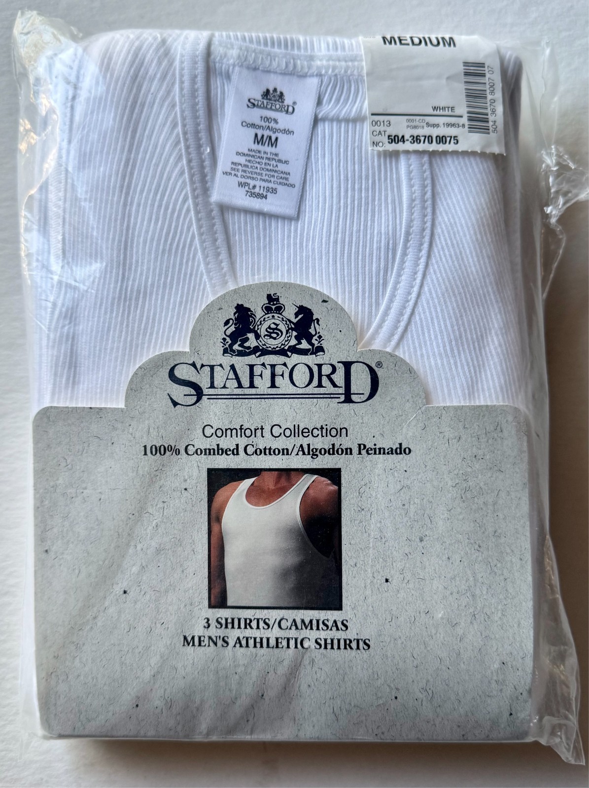 Mens Stafford 3 Pack Comfort Shirts 100% Combed Cotton Vtg Size Med Jc Penny